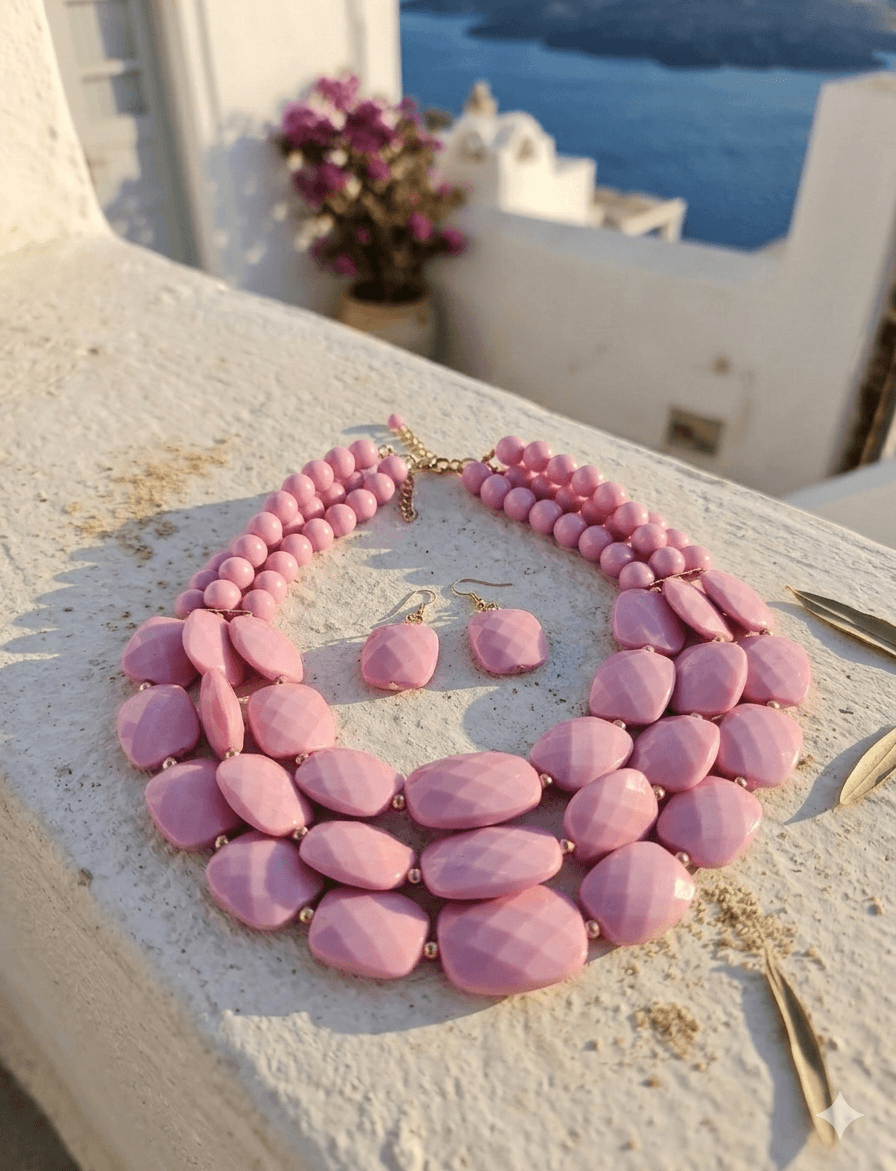 The Candy Pink Faceted Statement Jewelry Set