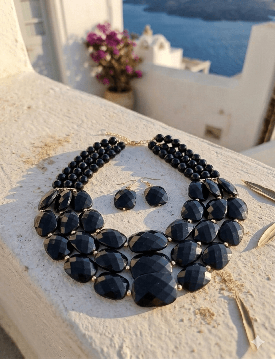 The Onyx Faceted Statement Jewelry Set