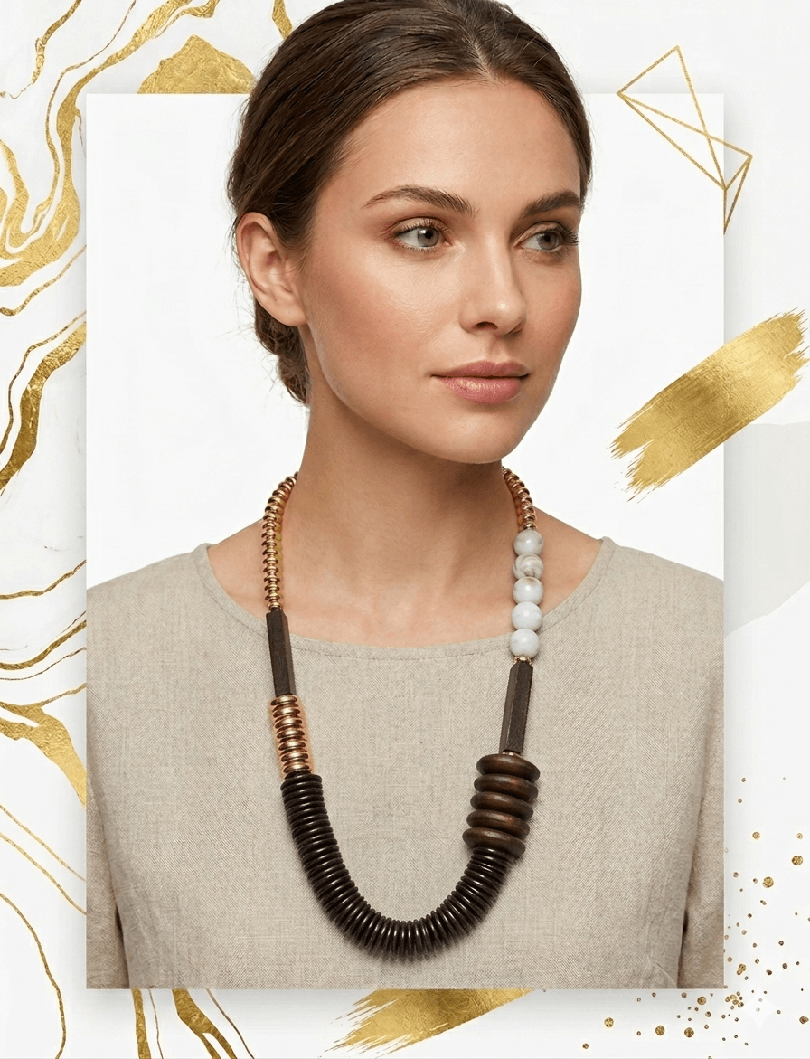 Χειροποίητο Ασύμμετρο Statement Κολιέ / Asymmetric Neo-Ethnic Collar Necklace (Black & White Edition)
