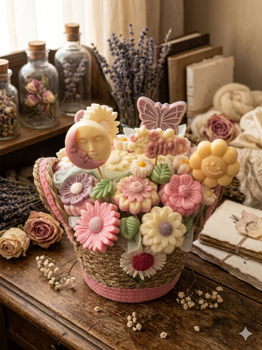 Χειροποίητο Αρωματικό Μπουκέτο Κεριών «Cozy Garden» / Handmade Botanical Scented Candle Bouquet