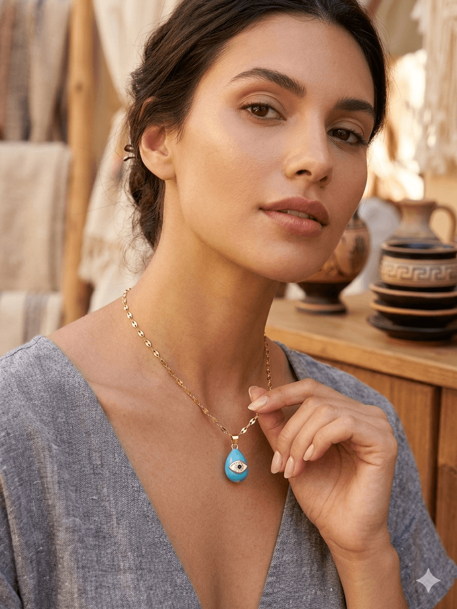 The Turquoise Evil Eye Talisman Pendant Necklace