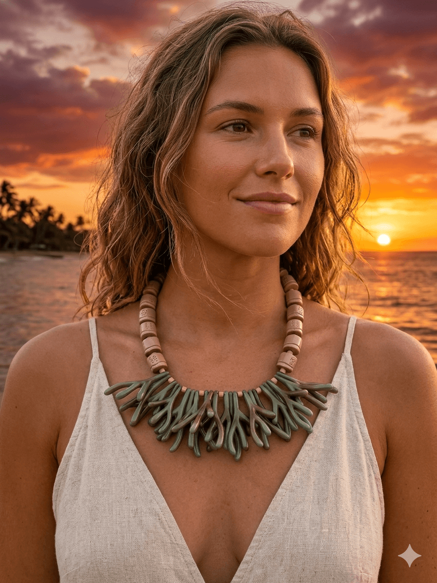 The Olive Branch Coral Statement Necklace