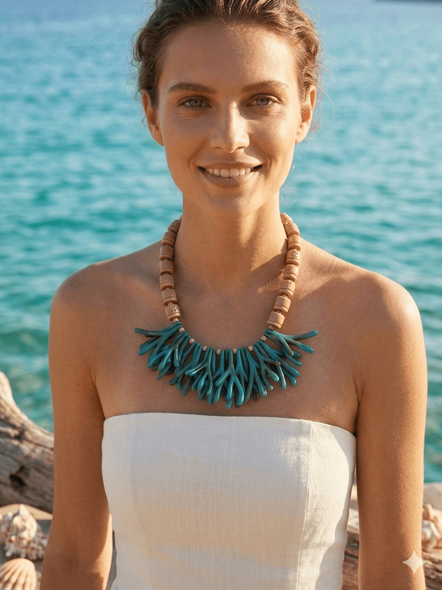 The Turquoise Sea Coral Statement Necklace