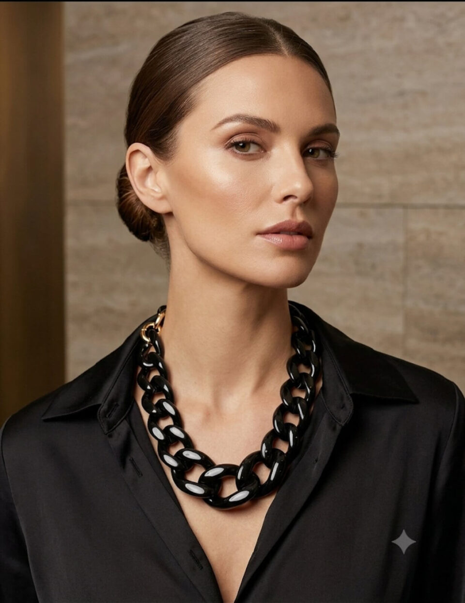 Χειροποίητο Chunky Μαύρο Κολιέ Αλυσίδα / Bold Chunky Black Chain Collar Necklace