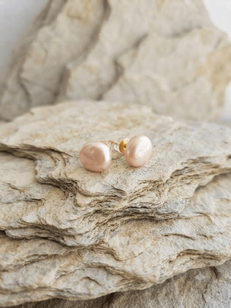 Parisian Chic Resin Stud Earrings – Cream Rose Pearl Sphere