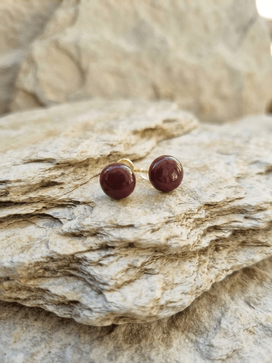 Parisian Chic Resin Stud Earrings – Dark Chocolate Sphere 🤎
