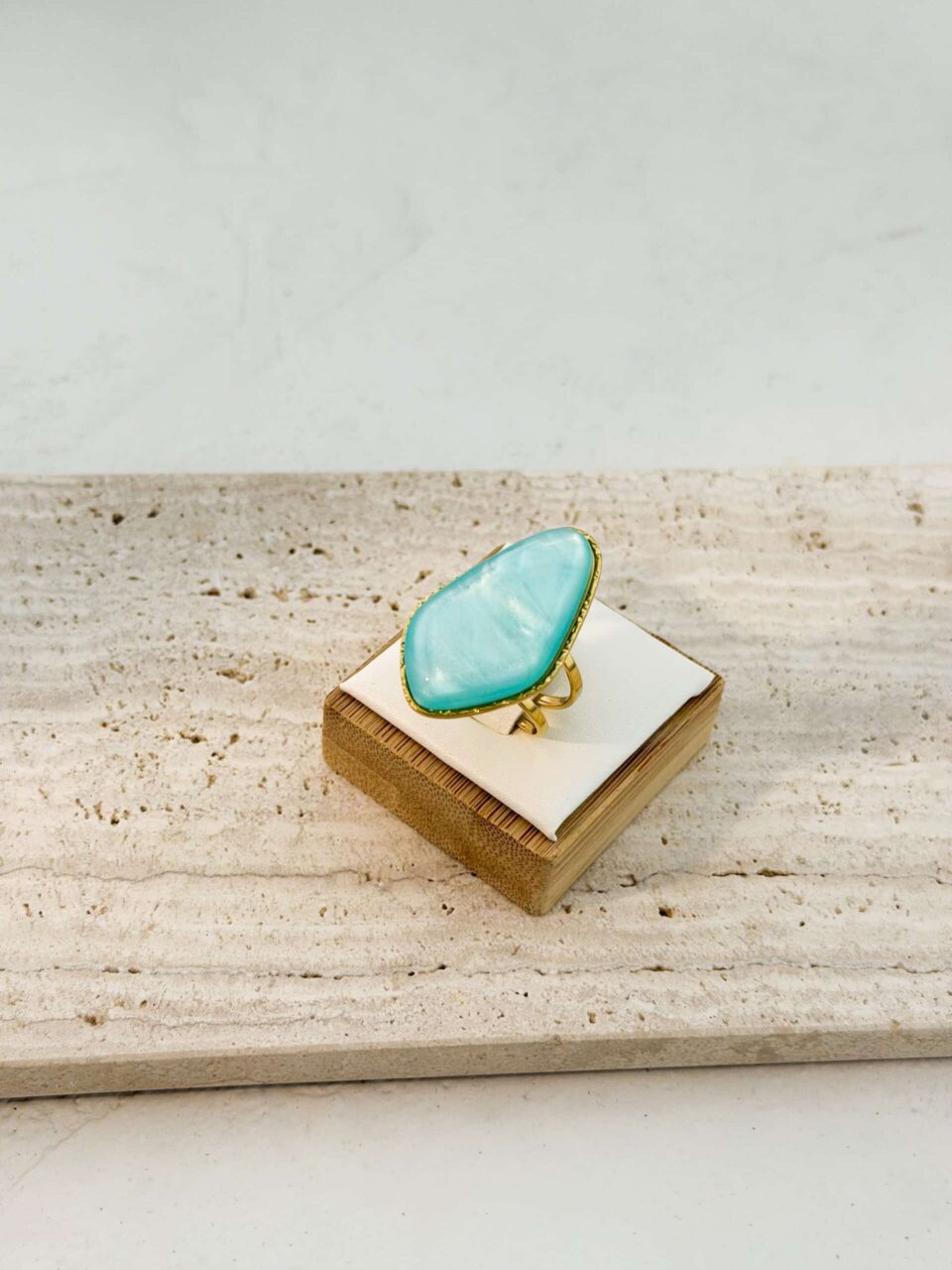 Elysian Turquoise Ring – Luxury Επιχρυσωμένο Δαχτυλίδι από Ανοξείδωτο Ατσάλι με Ασύμμετρη Τυρκουάζ Πέτρα
