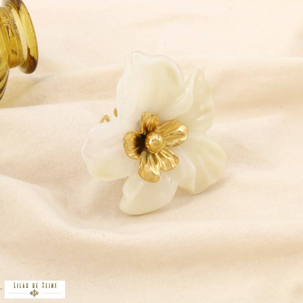 bague-oversize-ajustable-acier-rsine-marbr-fleur-0426055-beige-acier-inoxydable