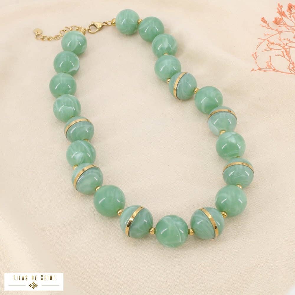 collier-boules-rsine-marbre-acier-inoxydable-0126135-vert-acier-inoxydable