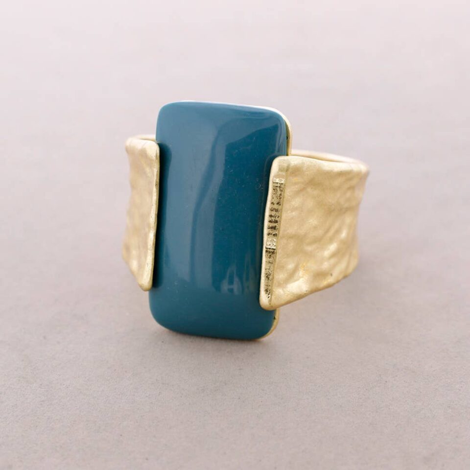 Σφυρήλατη Χειροπέδα Cuff με Teal Resin Στοιχείο